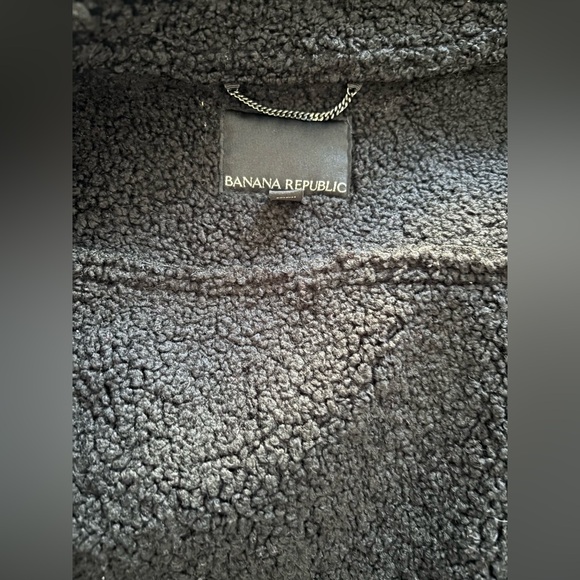 Banana Republic faux suede shearling bomber moto coat jacket full zip ladies S - Picture 3 of 5